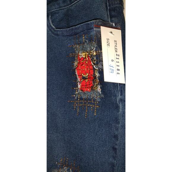 Azi New York Denim Skinny Jeans Women's Sz 6 Torn Patchwork Artsy Boutique NWT - Picture 5 of 13